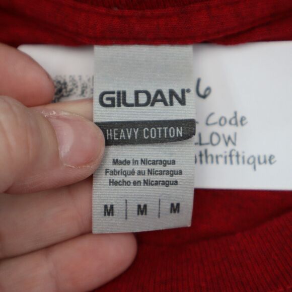 Gildan Shirt Mens M Red Crew Neck Short Sleeve Heavy Cotton Blood Donor Tee - Picture 3 of 16